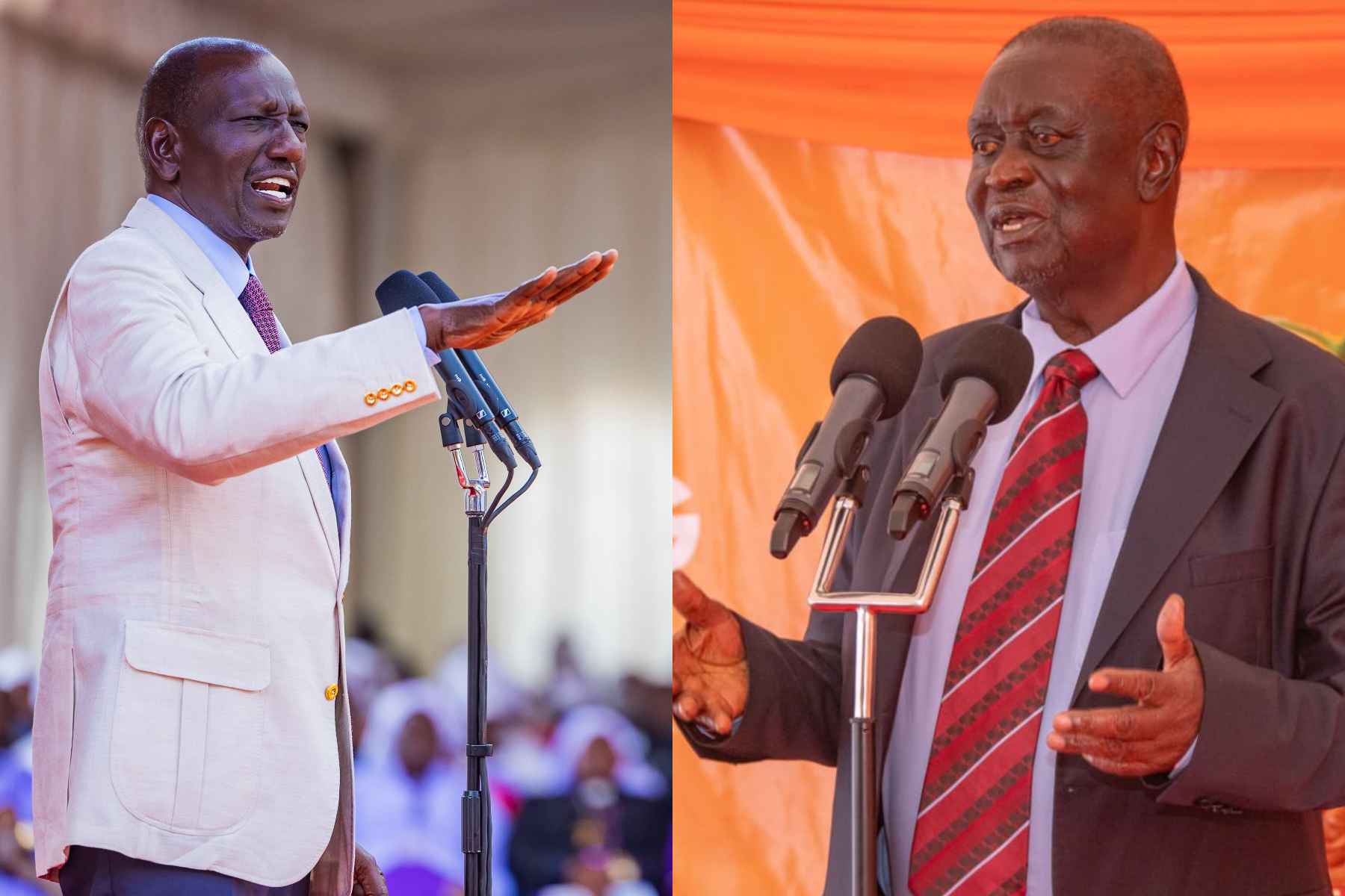 Collage photo of President William Ruto and Oburu Oginga.